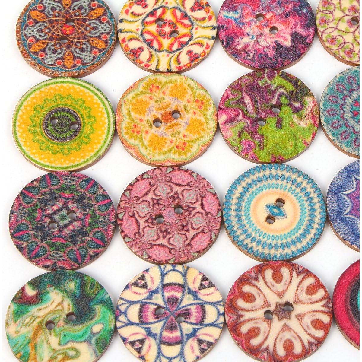 100 Botones de Madera Pintados 20mm para Manualidades y Costura