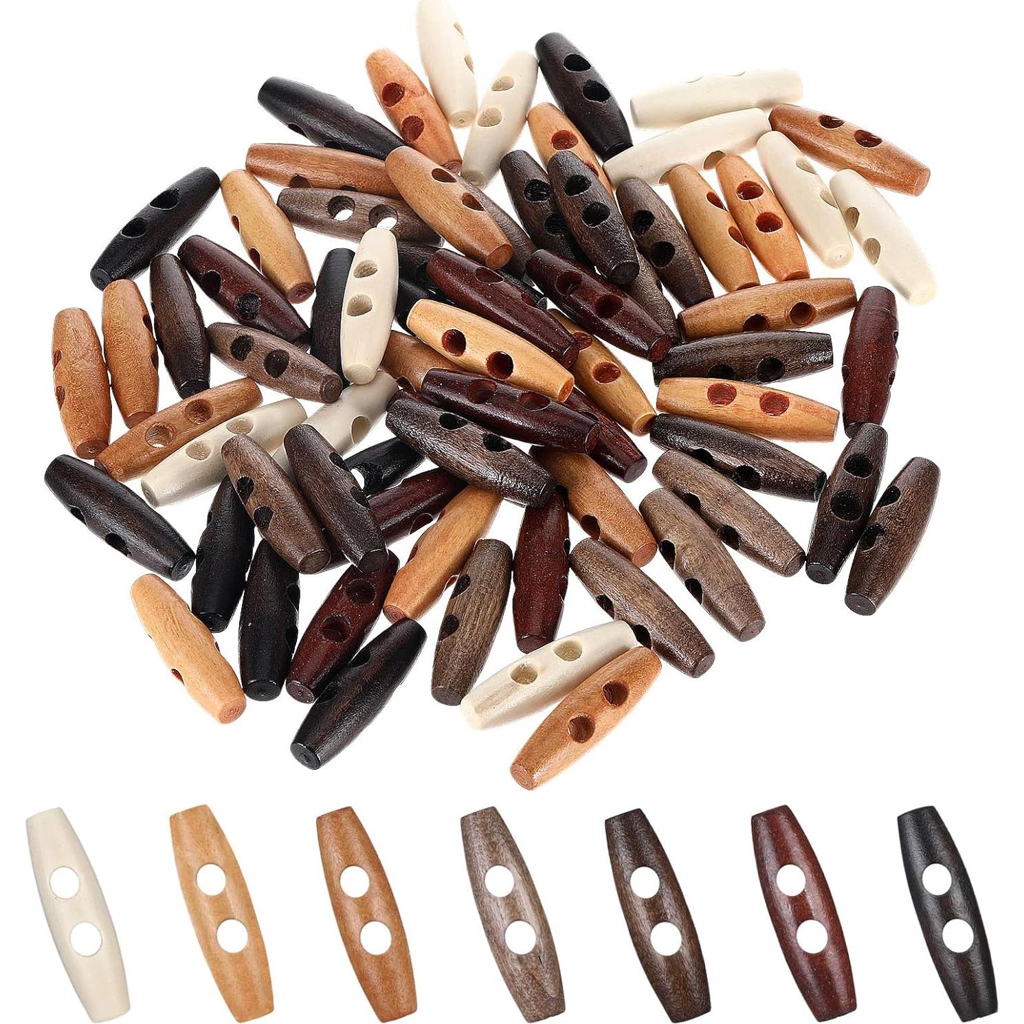 70 Botones de Toggle de Madera Ovalados Psyqtsuary 40x11mm