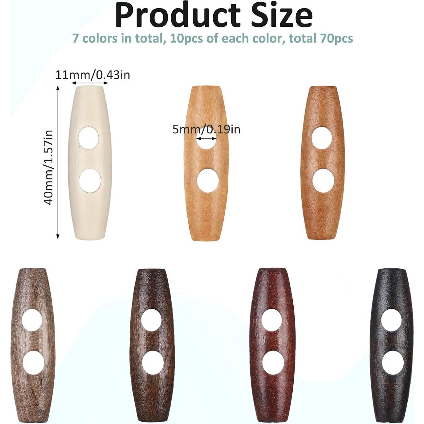 70 Botones de Toggle de Madera Ovalados Psyqtsuary 40x11mm