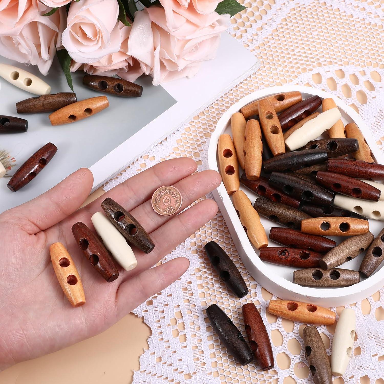 70 Botones de Toggle de Madera Ovalados Psyqtsuary 40x11mm