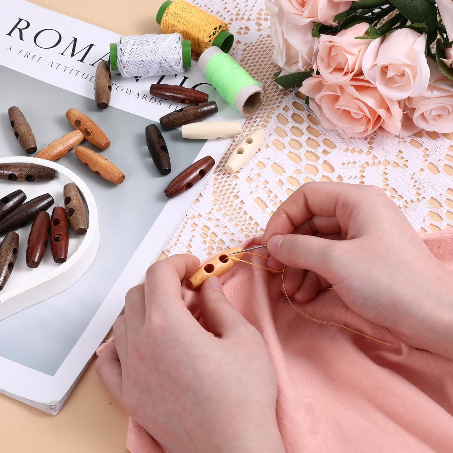 70 Botones de Toggle de Madera Ovalados Psyqtsuary 40x11mm