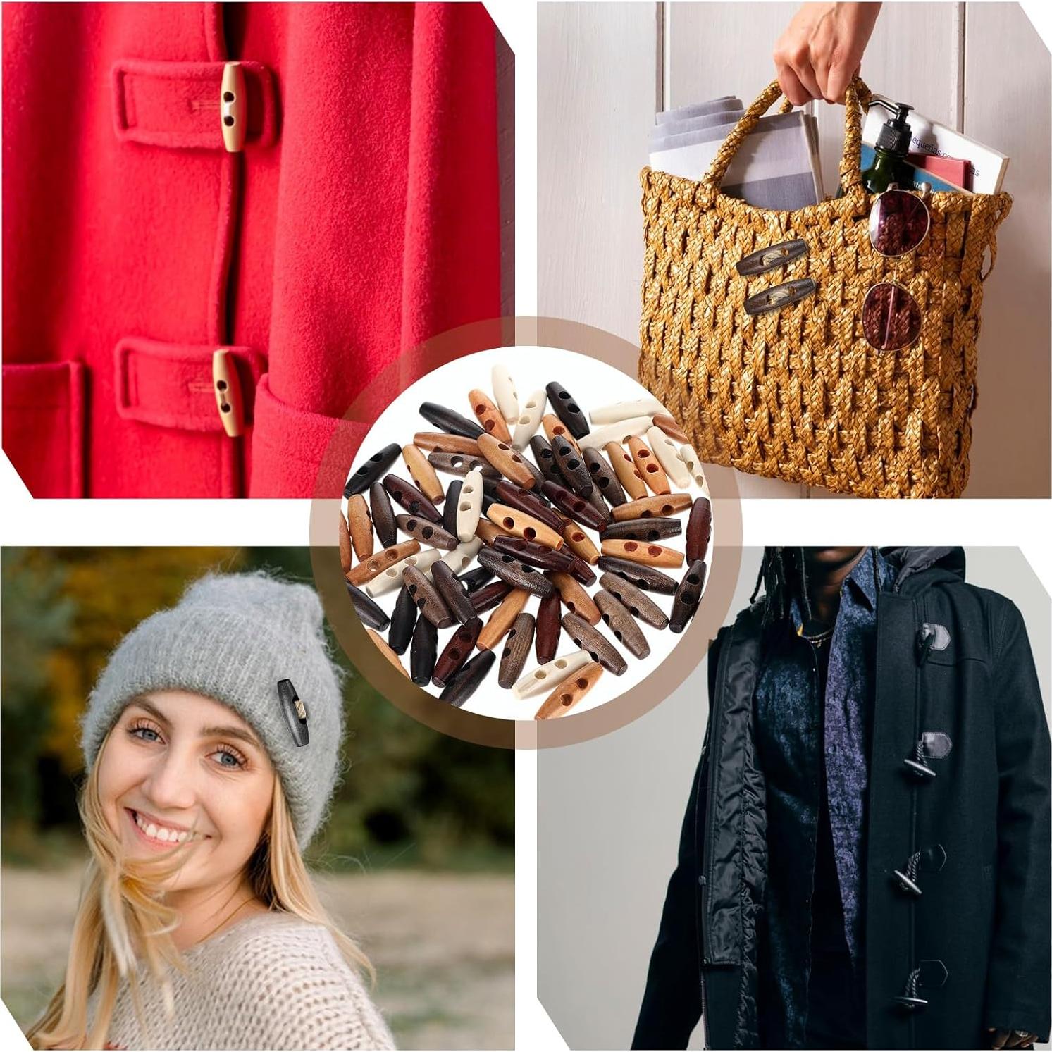 70 Botones de Toggle de Madera Ovalados Psyqtsuary 40x11mm