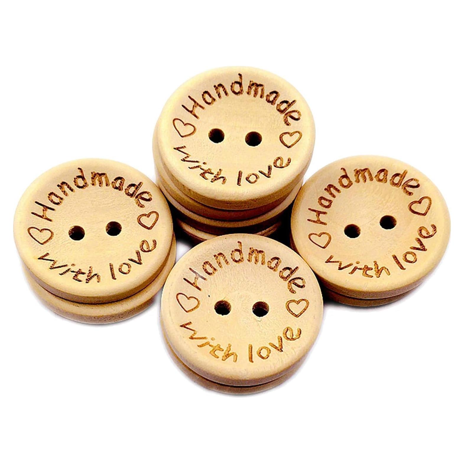 50 Botones de Madera Redondos 25mm Galepromot DIY Hecho a Mano