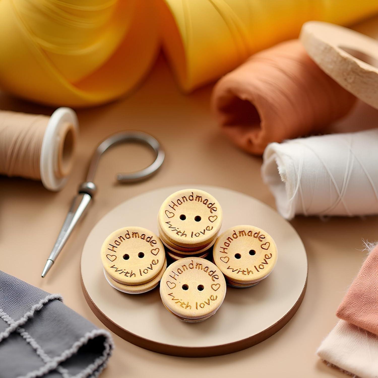 50 Botones de Madera Redondos 25mm Galepromot DIY Hecho a Mano