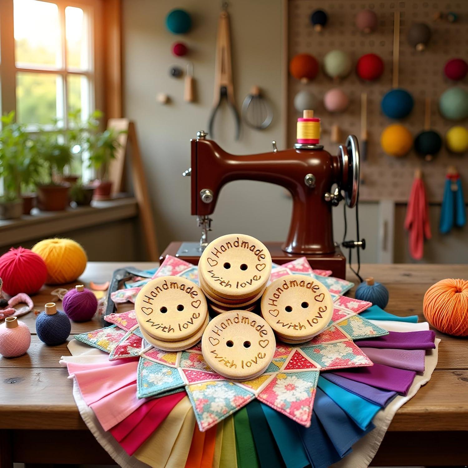 50 Botones de Madera Redondos 25mm Galepromot DIY Hecho a Mano