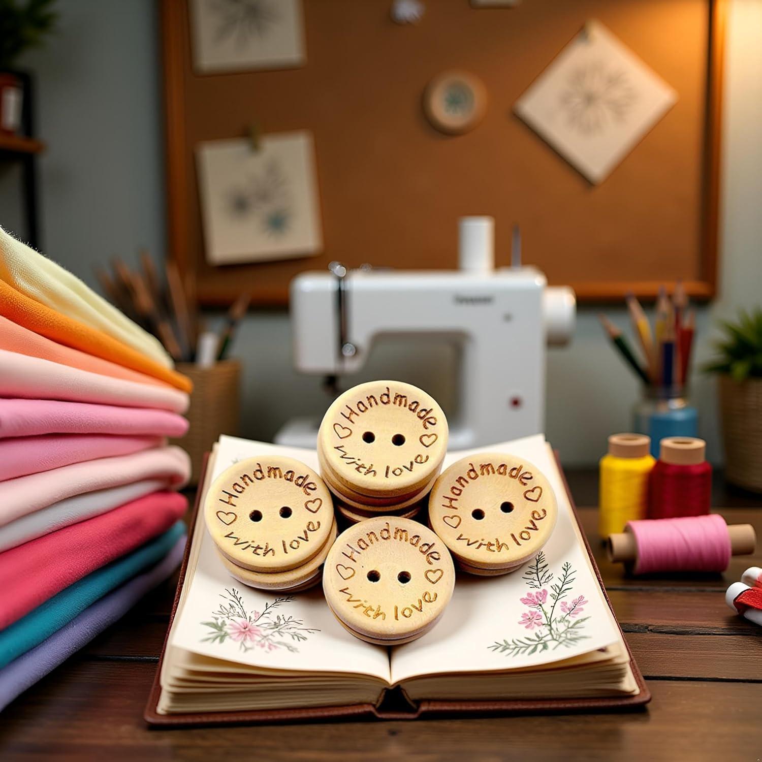 50 Botones de Madera Redondos 25mm Galepromot DIY Hecho a Mano