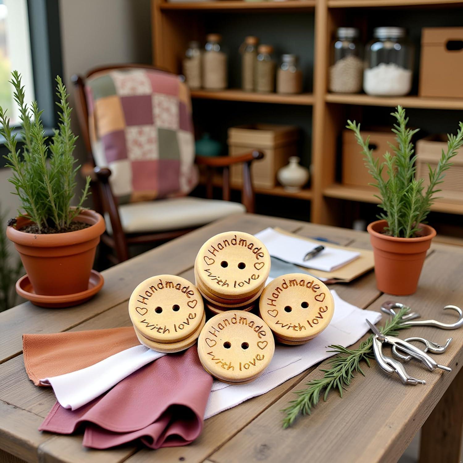 50 Botones de Madera Redondos 25mm Galepromot DIY Hecho a Mano