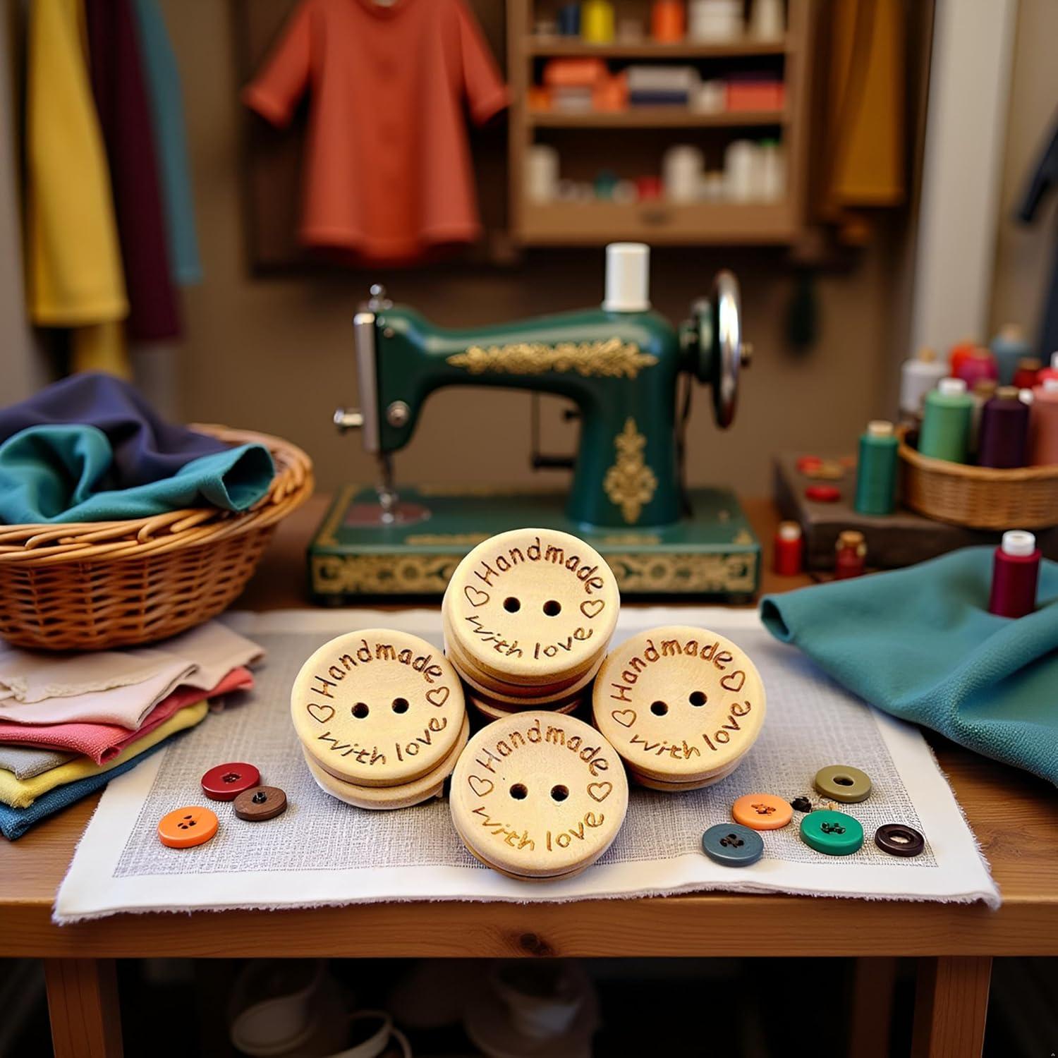 50 Botones de Madera Redondos 25mm Galepromot DIY Hecho a Mano