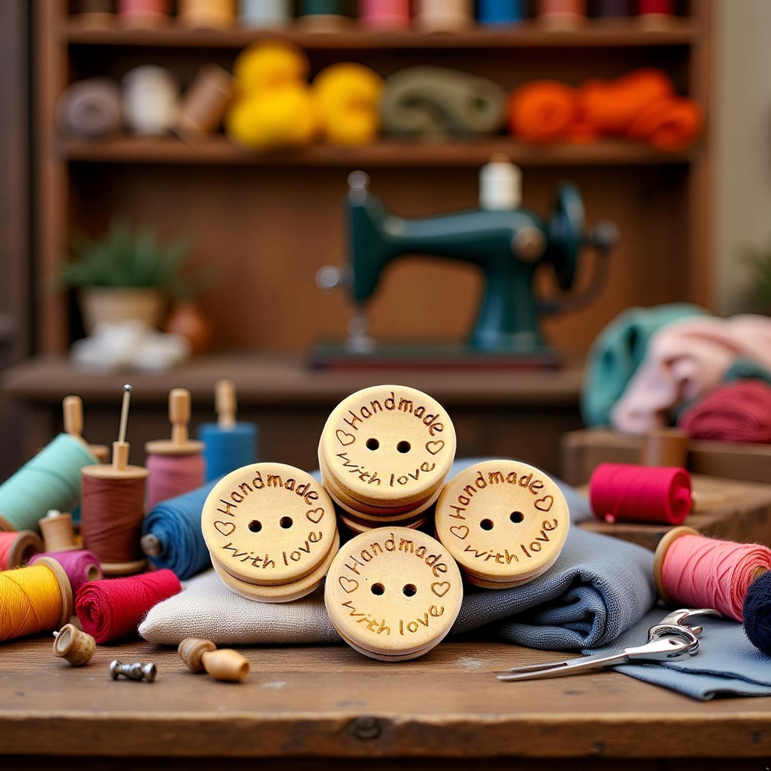 50 Botones de Madera Redondos 25mm Galepromot DIY Hecho a Mano