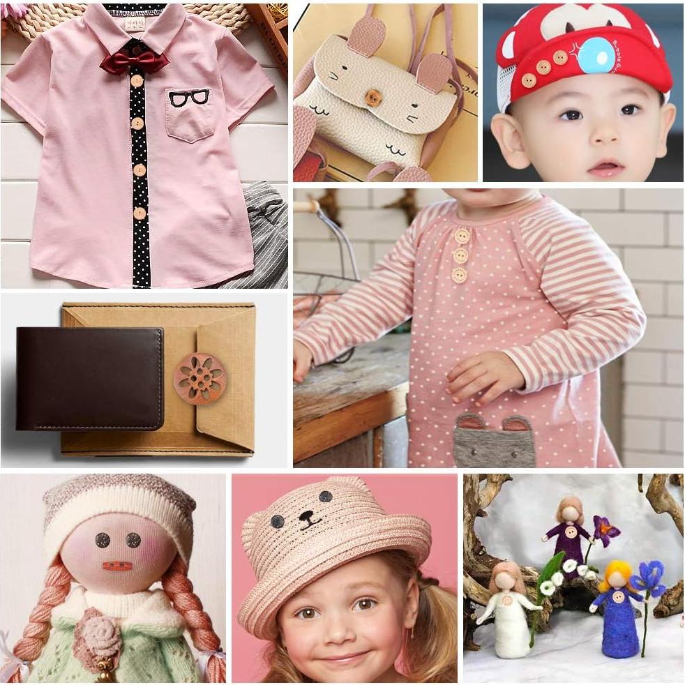 Botones de Madera Hechos a Mano Meifuly - 120 Piezas Variadas