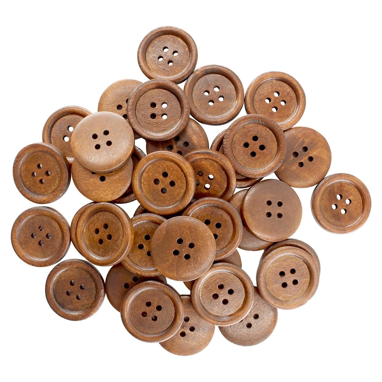 Botones de Madera Natural pson 25mm 60pcs Marrón Redondos
