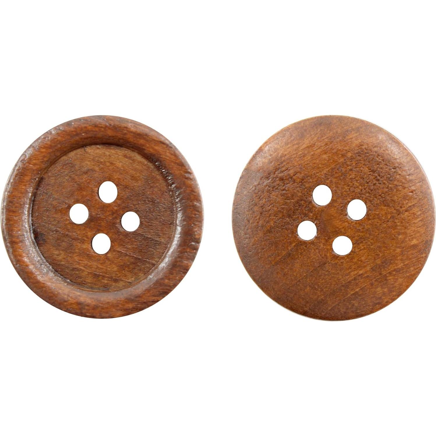 Botones de Madera Natural pson 25mm 60pcs Marrón Redondos