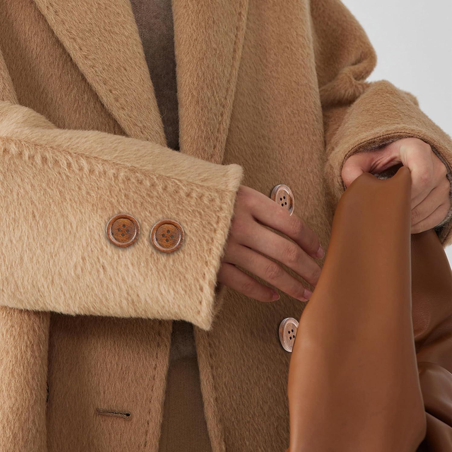 Botones de Madera Natural pson 25mm 60pcs Marrón Redondos