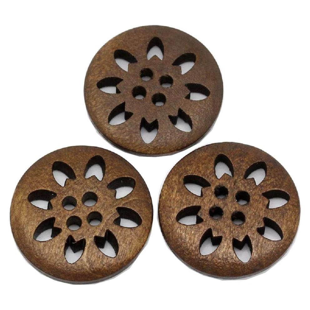 20 Botones de Madera Copo de Nieve HugeStore 25mm para Costura