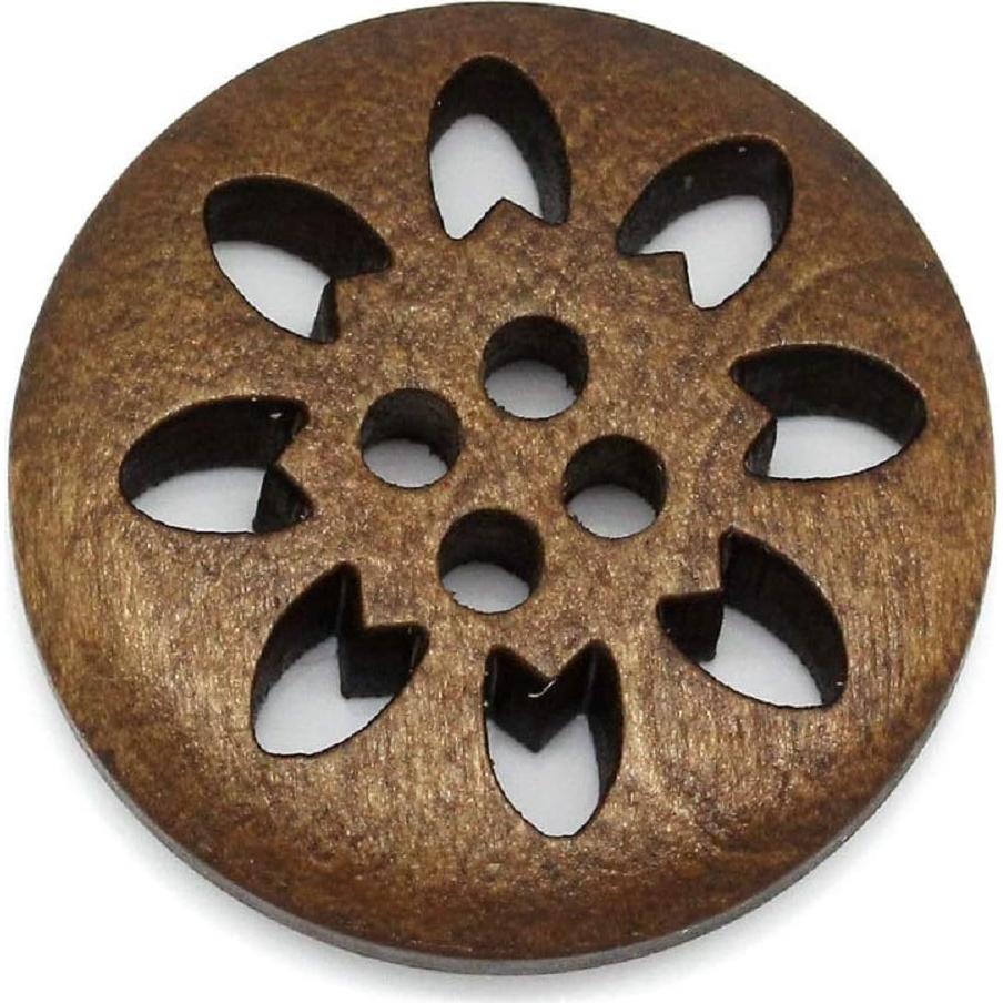 20 Botones de Madera Copo de Nieve HugeStore 25mm para Costura