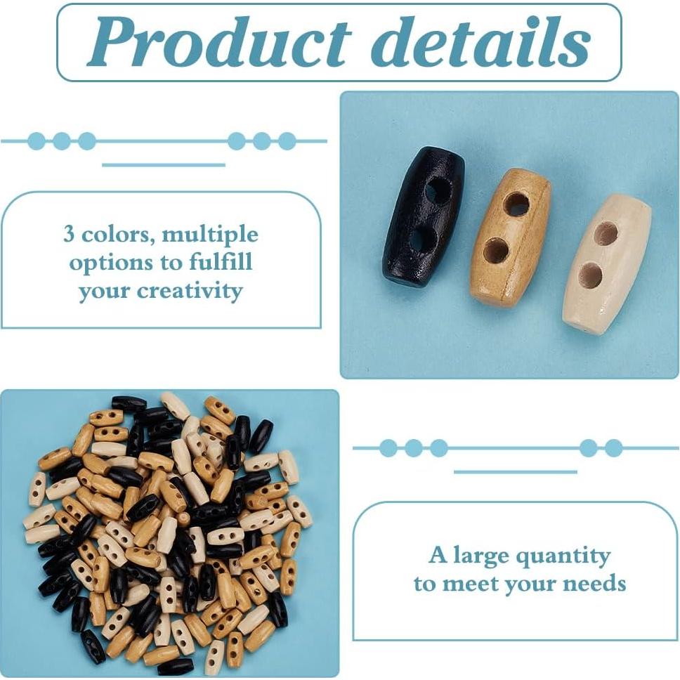 120 Mini Botones de Madera FINGERINSPIRE 16mm 2 Agujeros