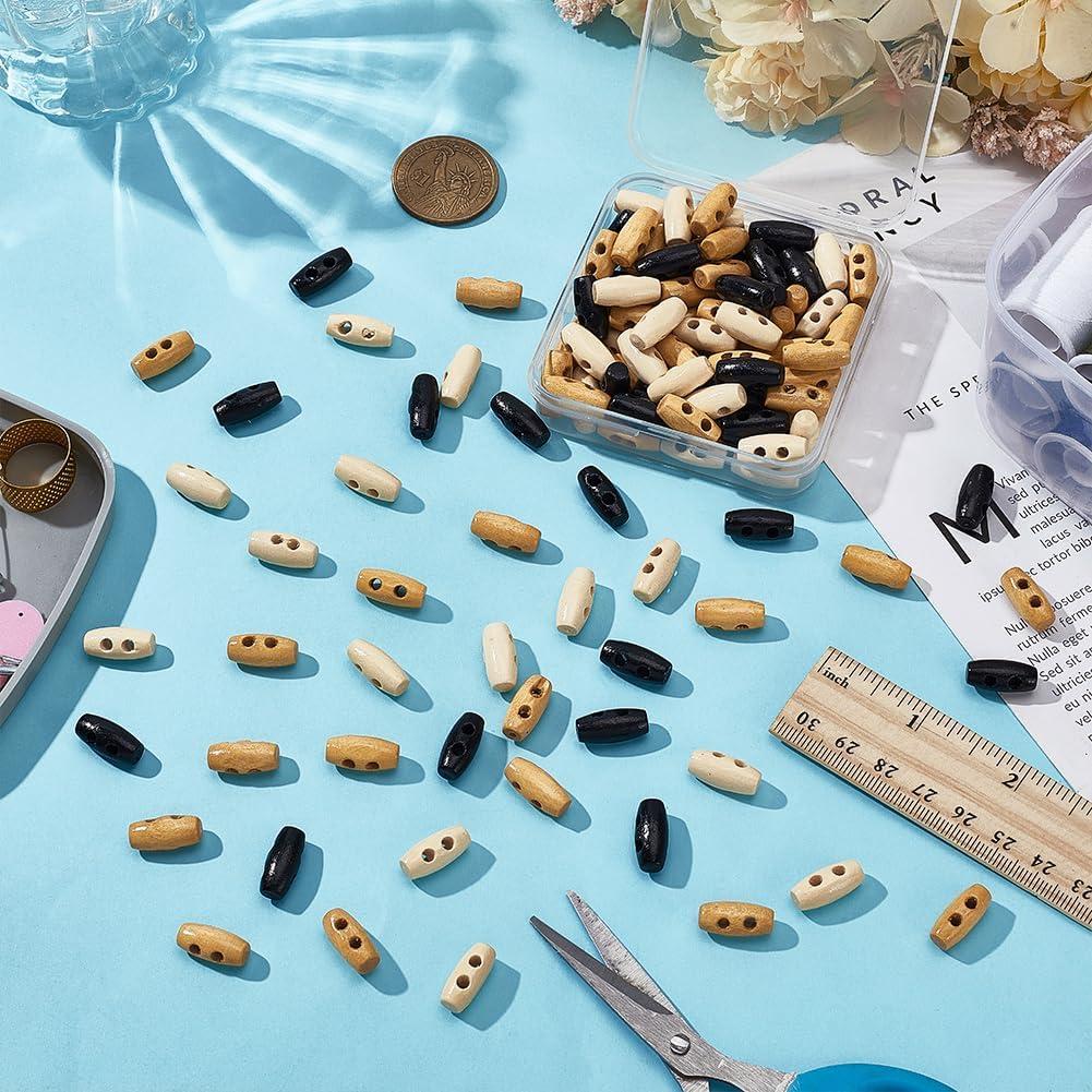 120 Mini Botones de Madera FINGERINSPIRE 16mm 2 Agujeros