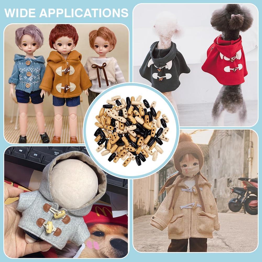 120 Mini Botones de Madera FINGERINSPIRE 16mm 2 Agujeros