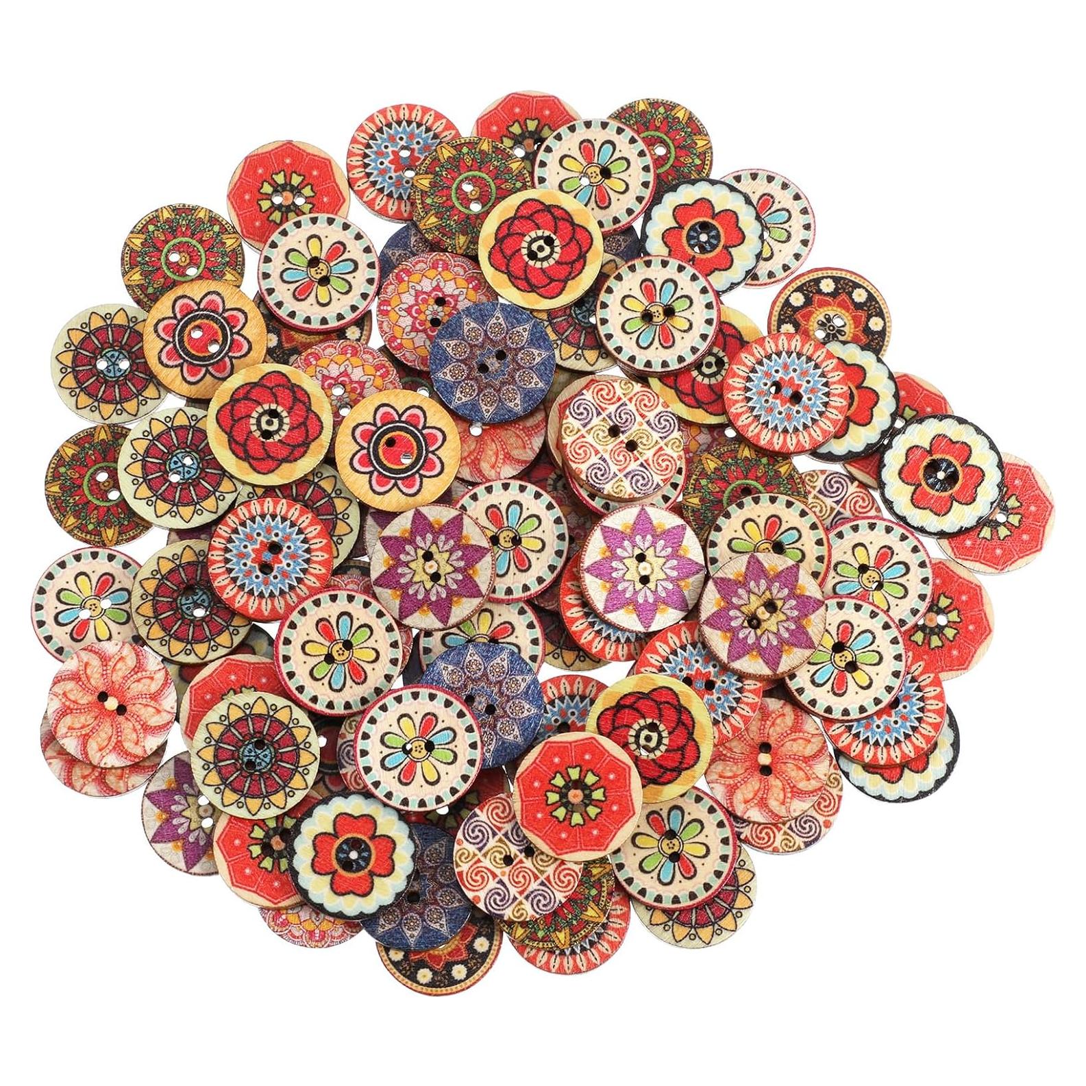 100 Botones de Madera Vintage Gjinxi 20mm Coloridos para Manualidades