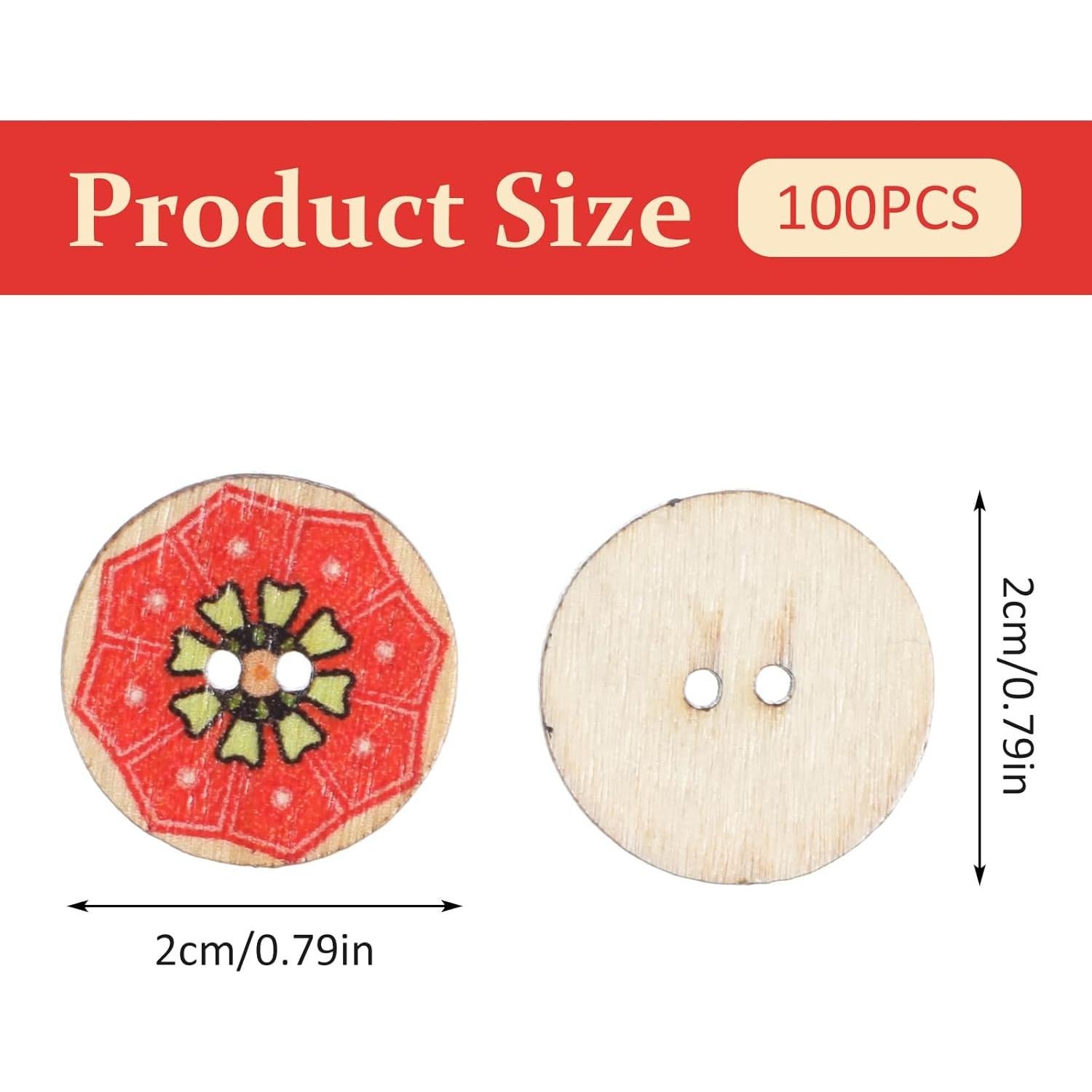 100 Botones de Madera Vintage Gjinxi 20mm Coloridos para Manualidades