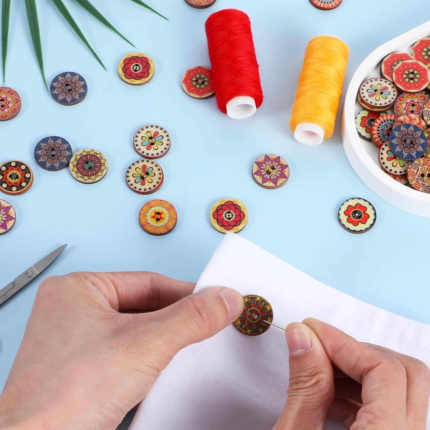 100 Botones de Madera Vintage Gjinxi 20mm Coloridos para Manualidades