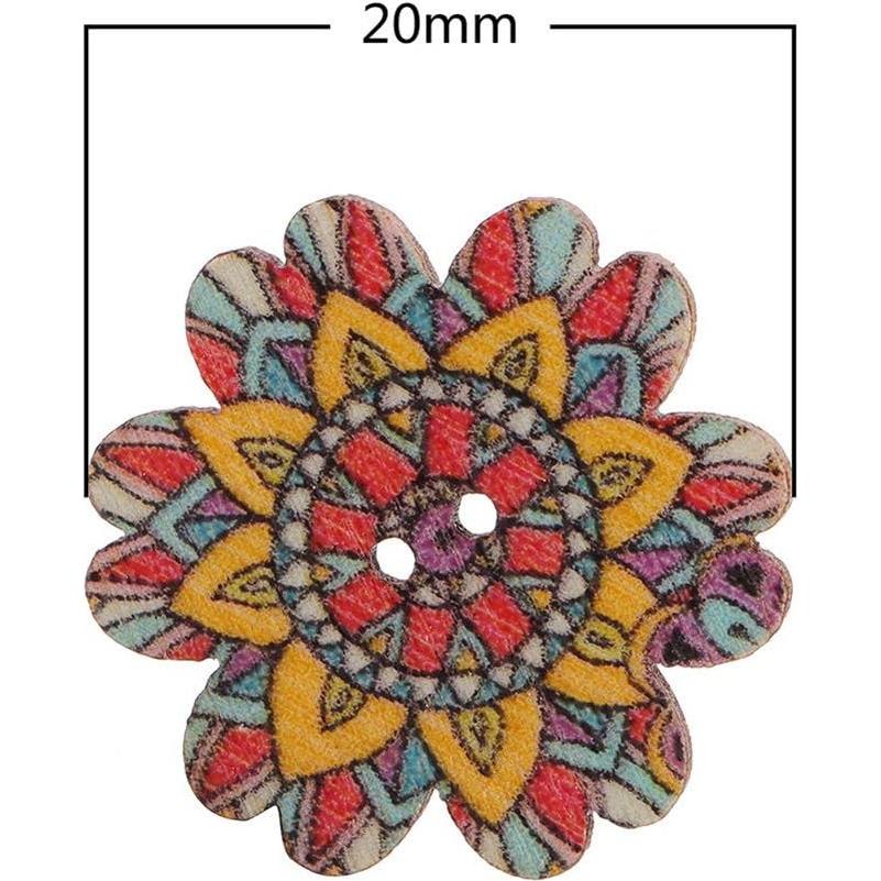 Botones de Madera AKOAK 100 Piezas 20mm Patrón Girasol