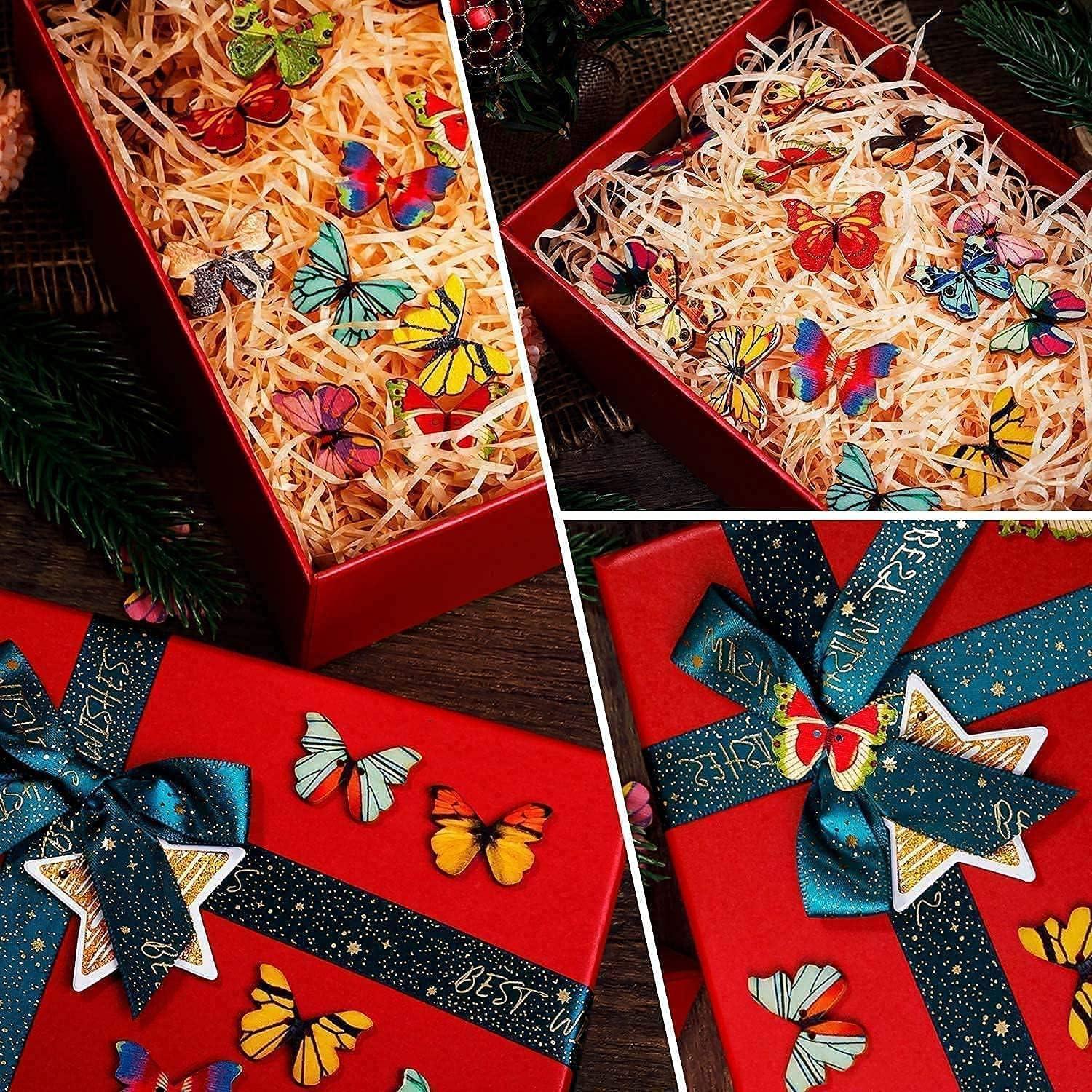 200 Botones de Madera Mariposa HLARTNET 28x20mm Multicolor