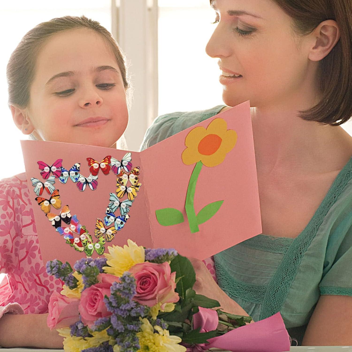 200 Botones de Madera Mariposa HLARTNET 28x20mm Multicolor