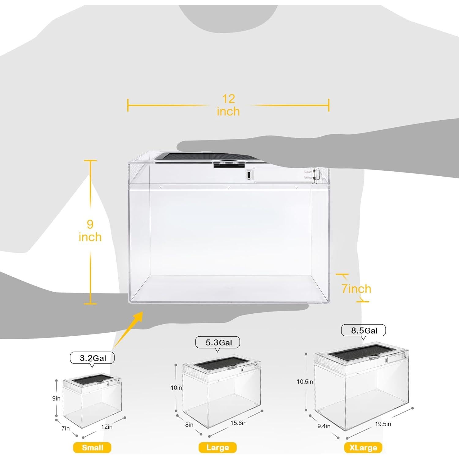 Terrario de PC HELIME 30.5x17.8x22.9 cm para reptiles