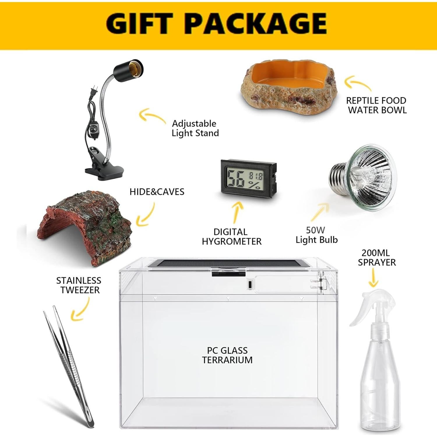 Terrario de PC HELIME 30.5x17.8x22.9 cm para reptiles