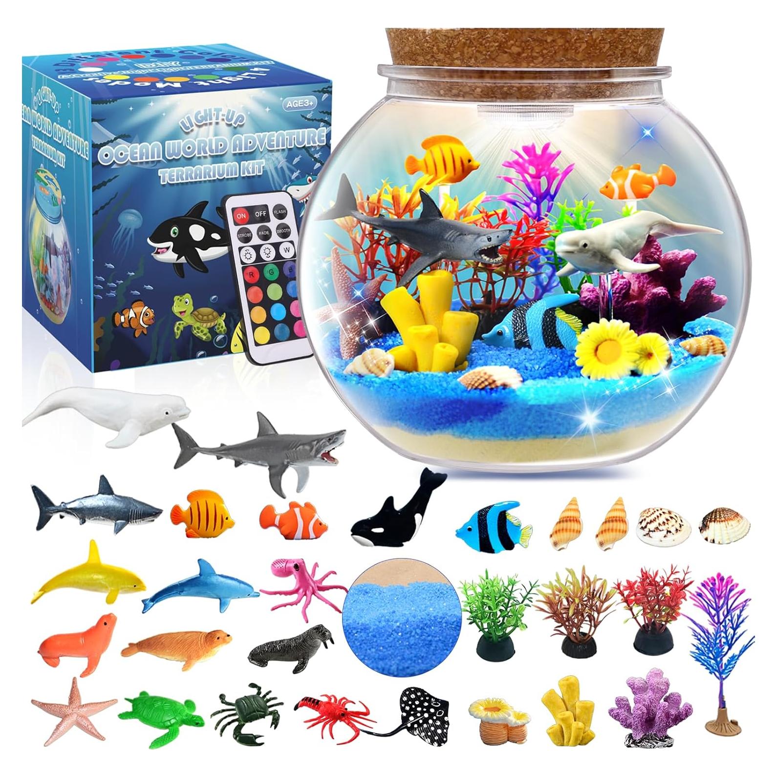 Kit de Terrario Iluminado Kiddgroo Océano 18 Piezas Luz LED