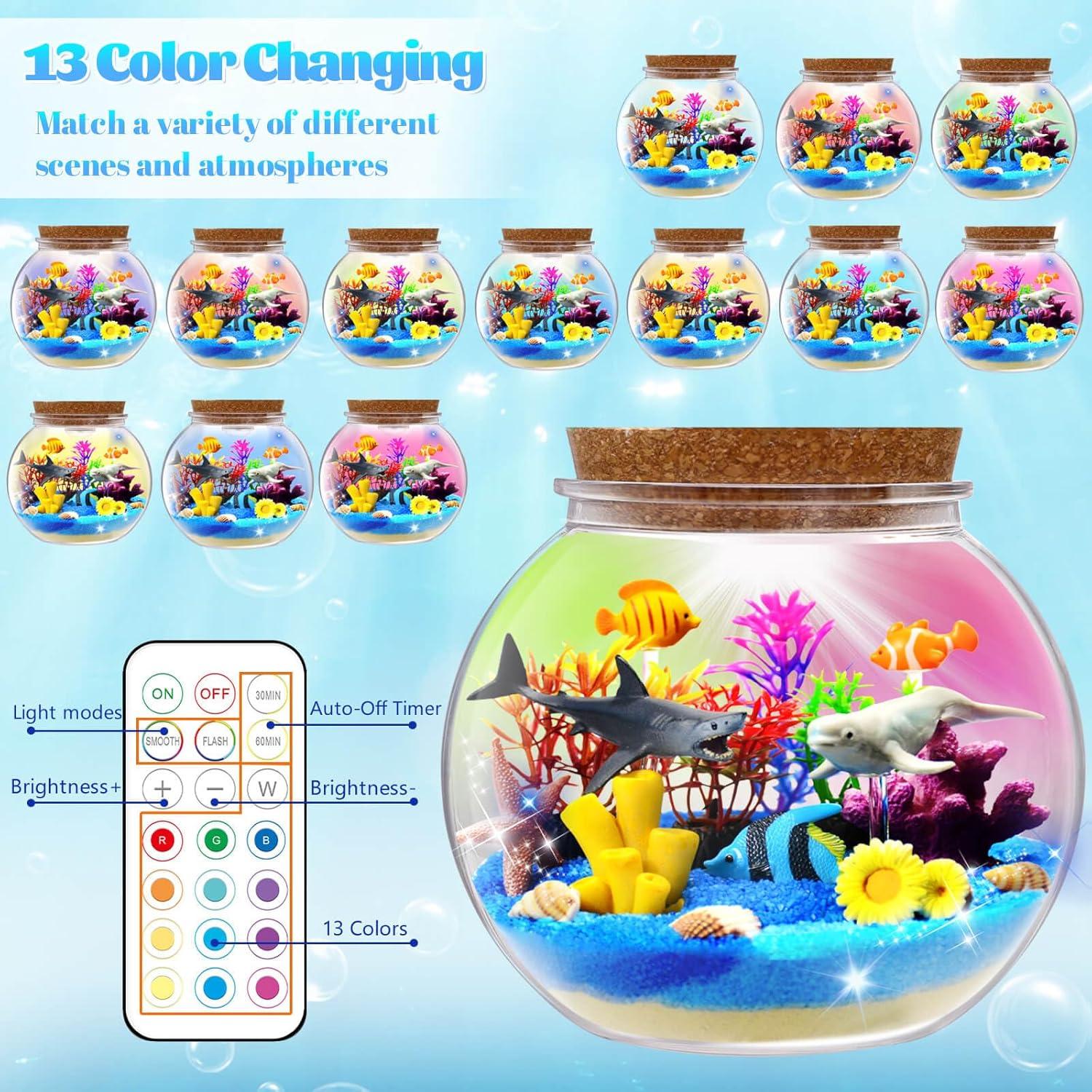 Kit de Terrario Iluminado Kiddgroo Océano 18 Piezas Luz LED