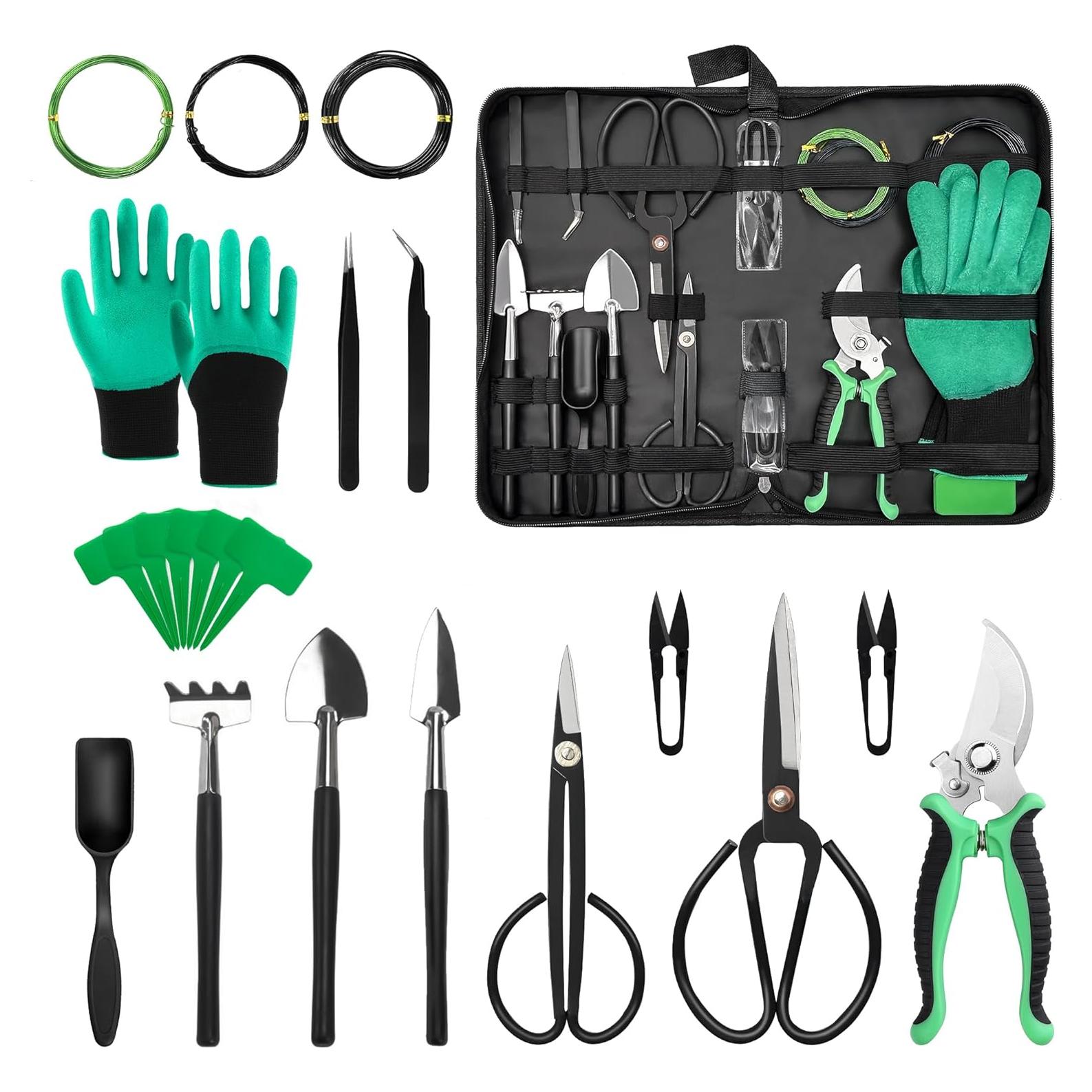 Kit de Herramientas para Bonsai Bonfino - 21 Piezas, Acero Inoxidable