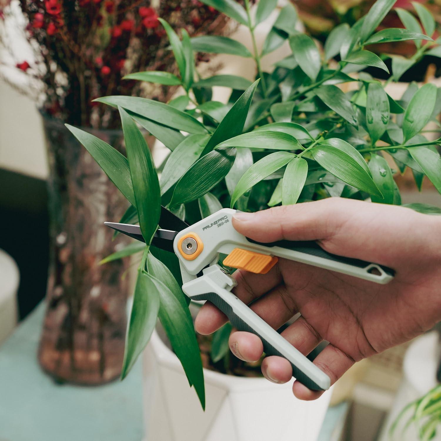 PrunePro Garden Scissors Pruning Shears Sharp Stainless Steel Non-Stick Teflon Coating Blade for Precise Cuts Garden Snip Bonsai Clippers for Plants Rose Flower