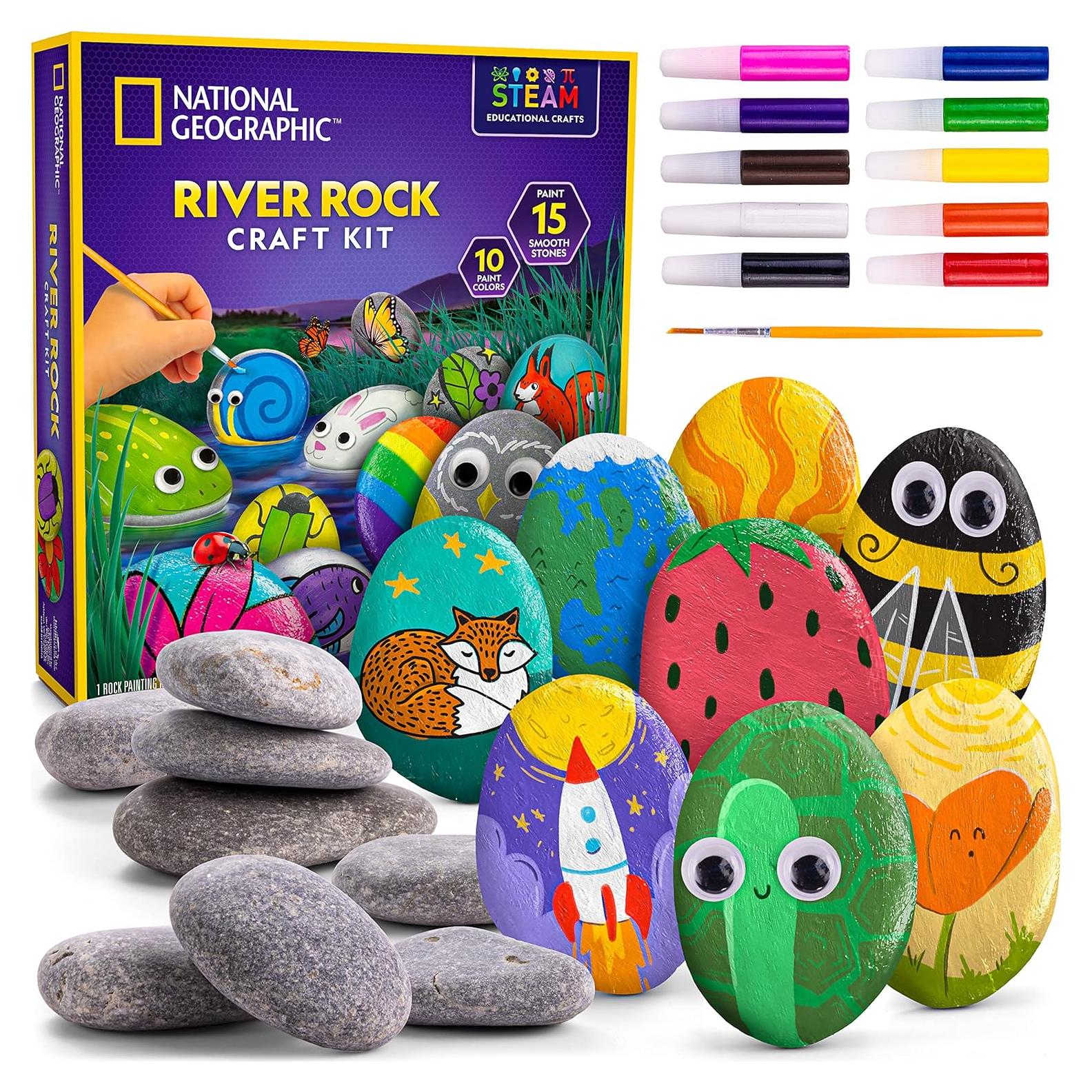Kit de Pintura en Piedra National Geographic - 15 Piedras y 10 Colores