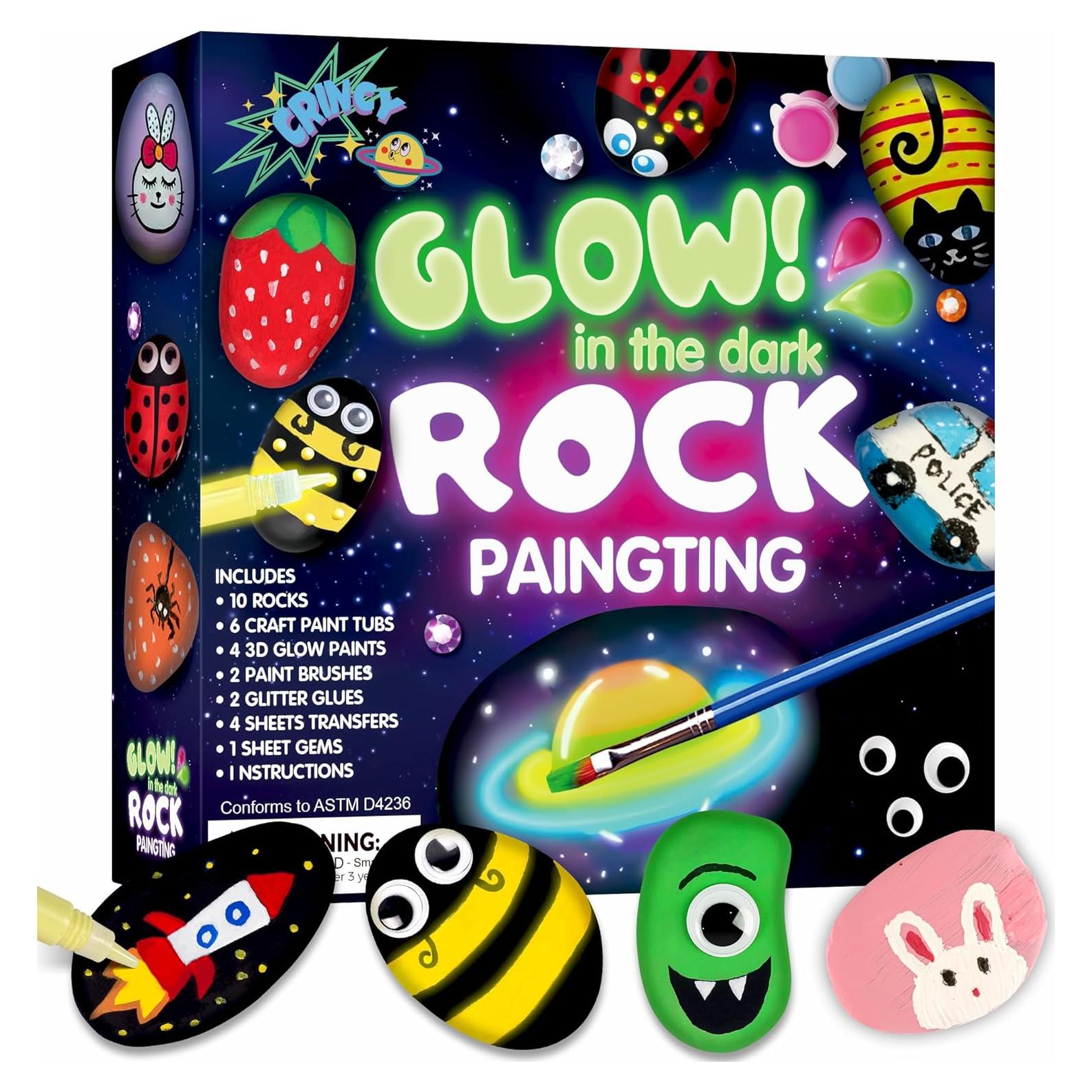 Kit de Pintura de Rocas Crincy DIY Brillan en la Oscuridad