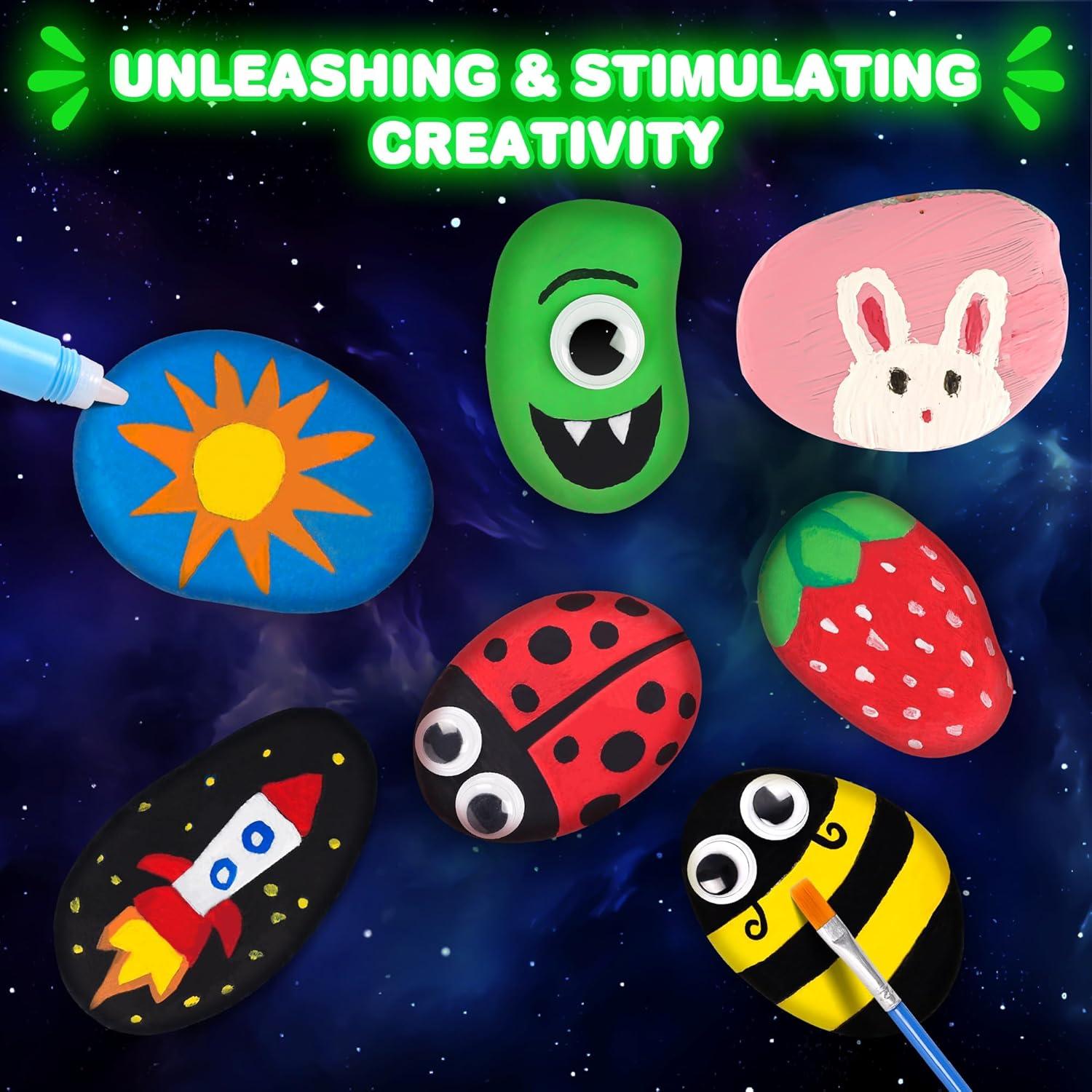 Kit de Pintura de Rocas Crincy DIY Brillan en la Oscuridad