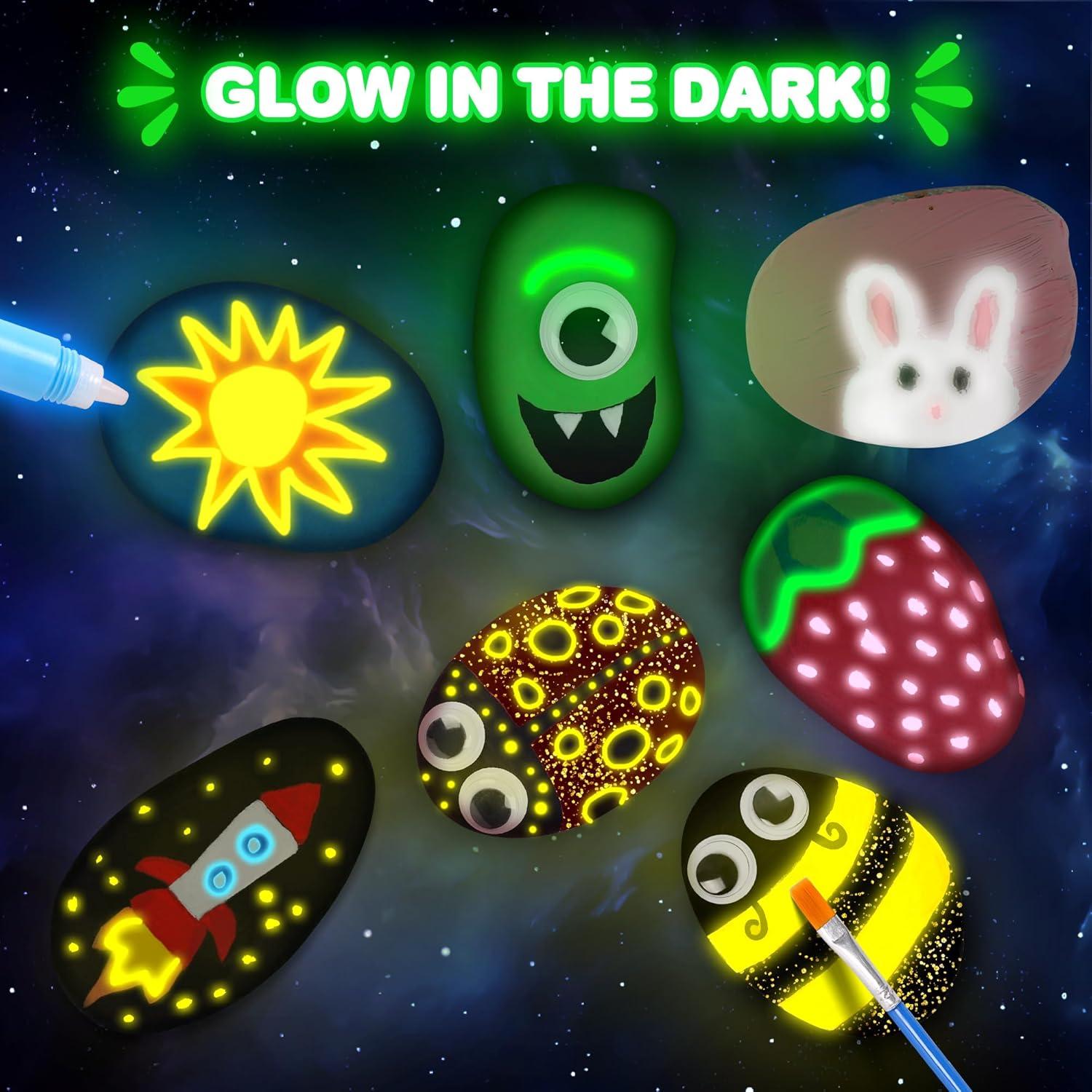 Kit de Pintura de Rocas Crincy DIY Brillan en la Oscuridad