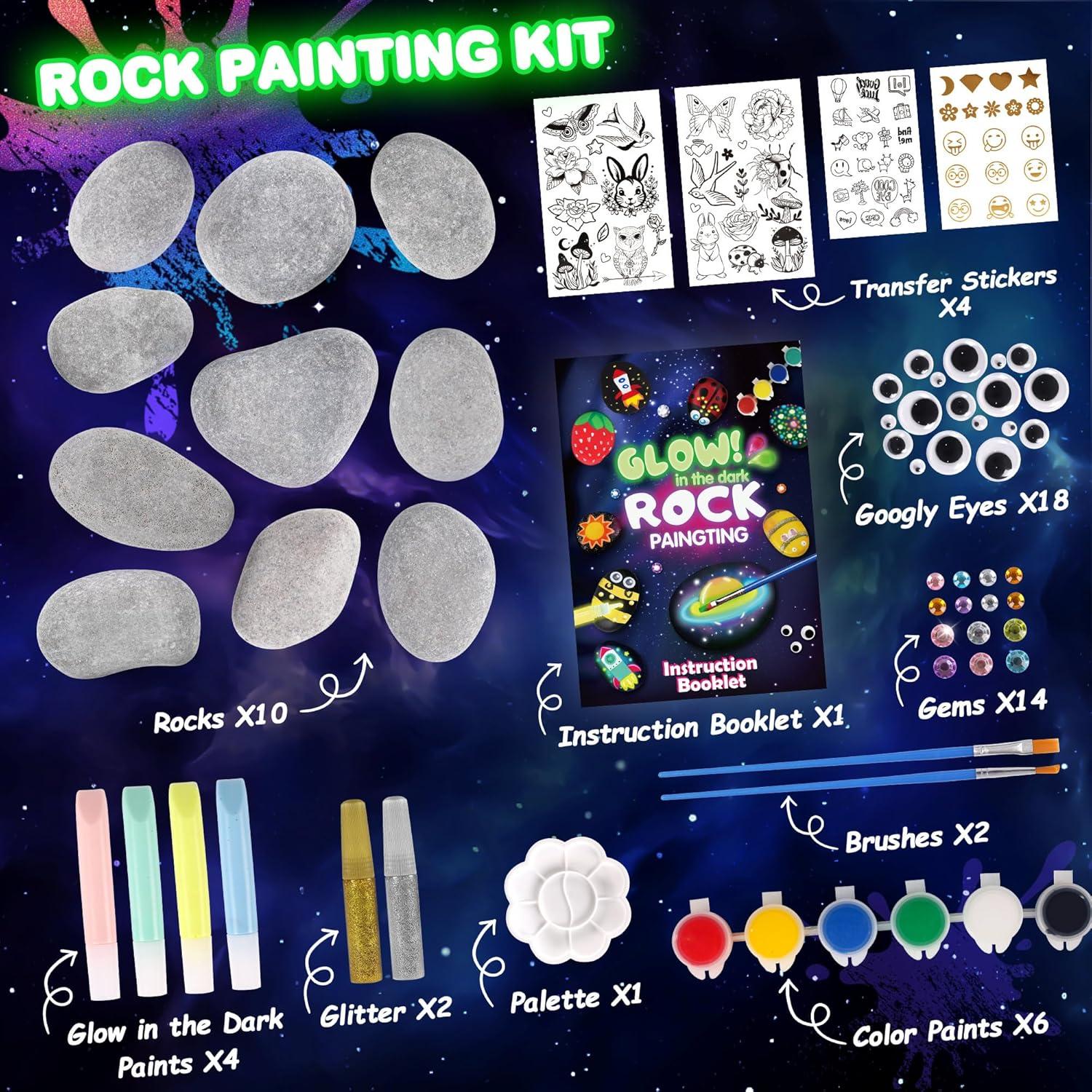 Kit de Pintura de Rocas Crincy DIY Brillan en la Oscuridad