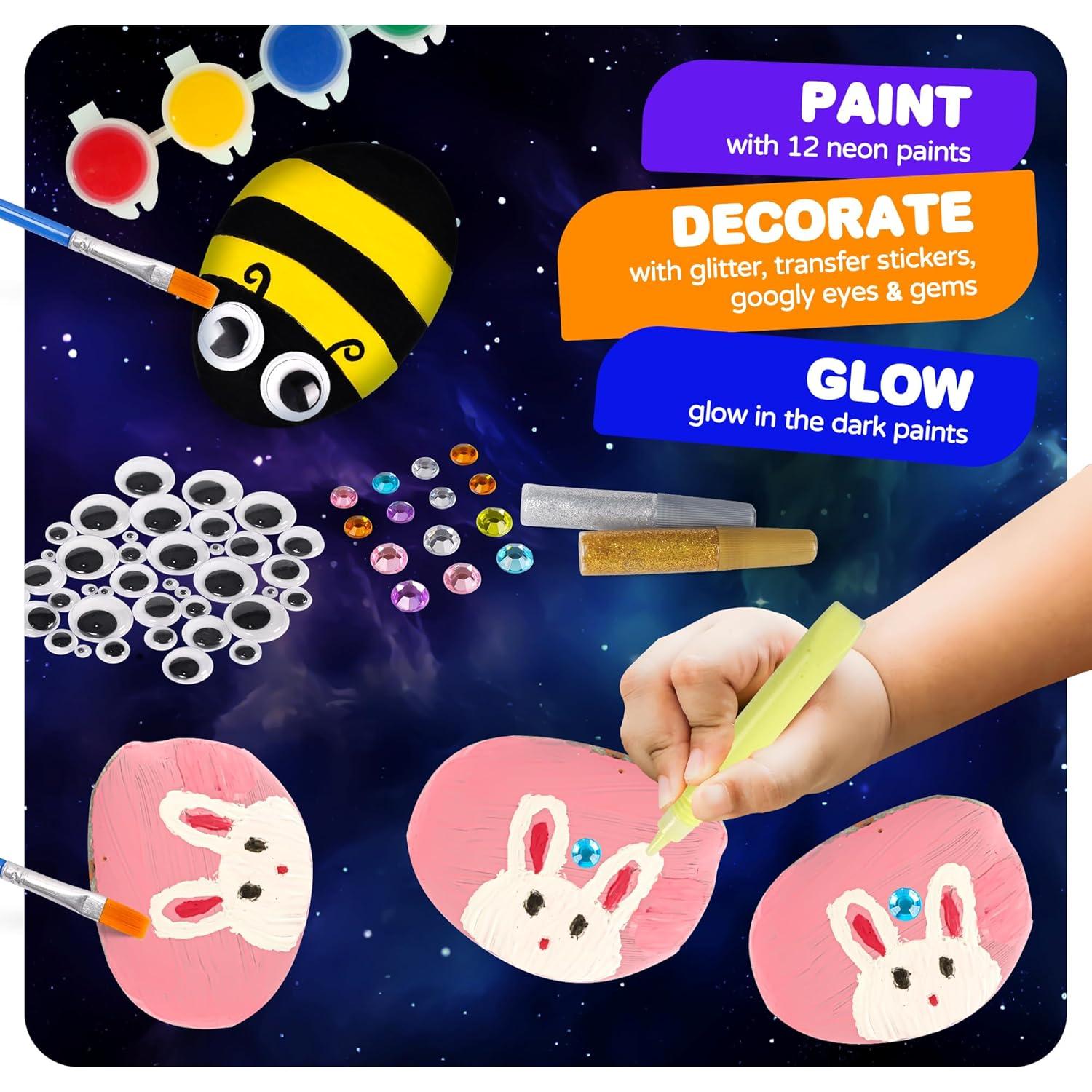 Kit de Pintura de Rocas Crincy DIY Brillan en la Oscuridad