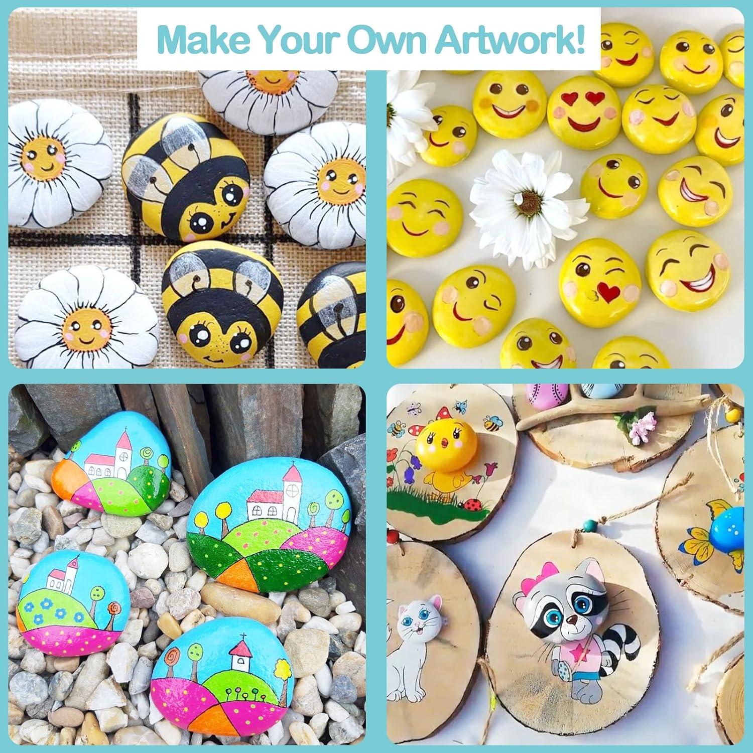 Simetufy 25 Rocas de Río para Pintar 5-8 cm Manualidades