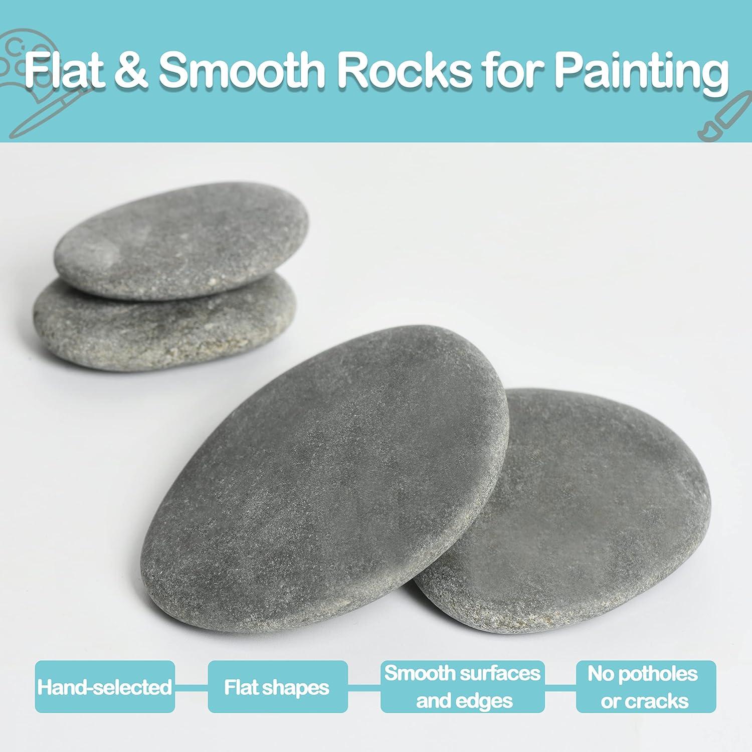 Simetufy 15 Rocas Planas para Pintar 5-8 cm - Manualidades DIY