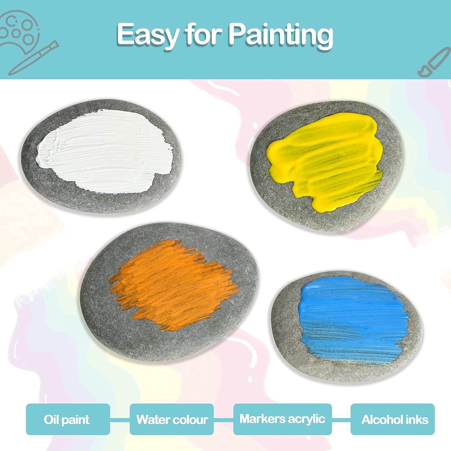 Simetufy 15 Rocas Planas para Pintar 5-8 cm - Manualidades DIY