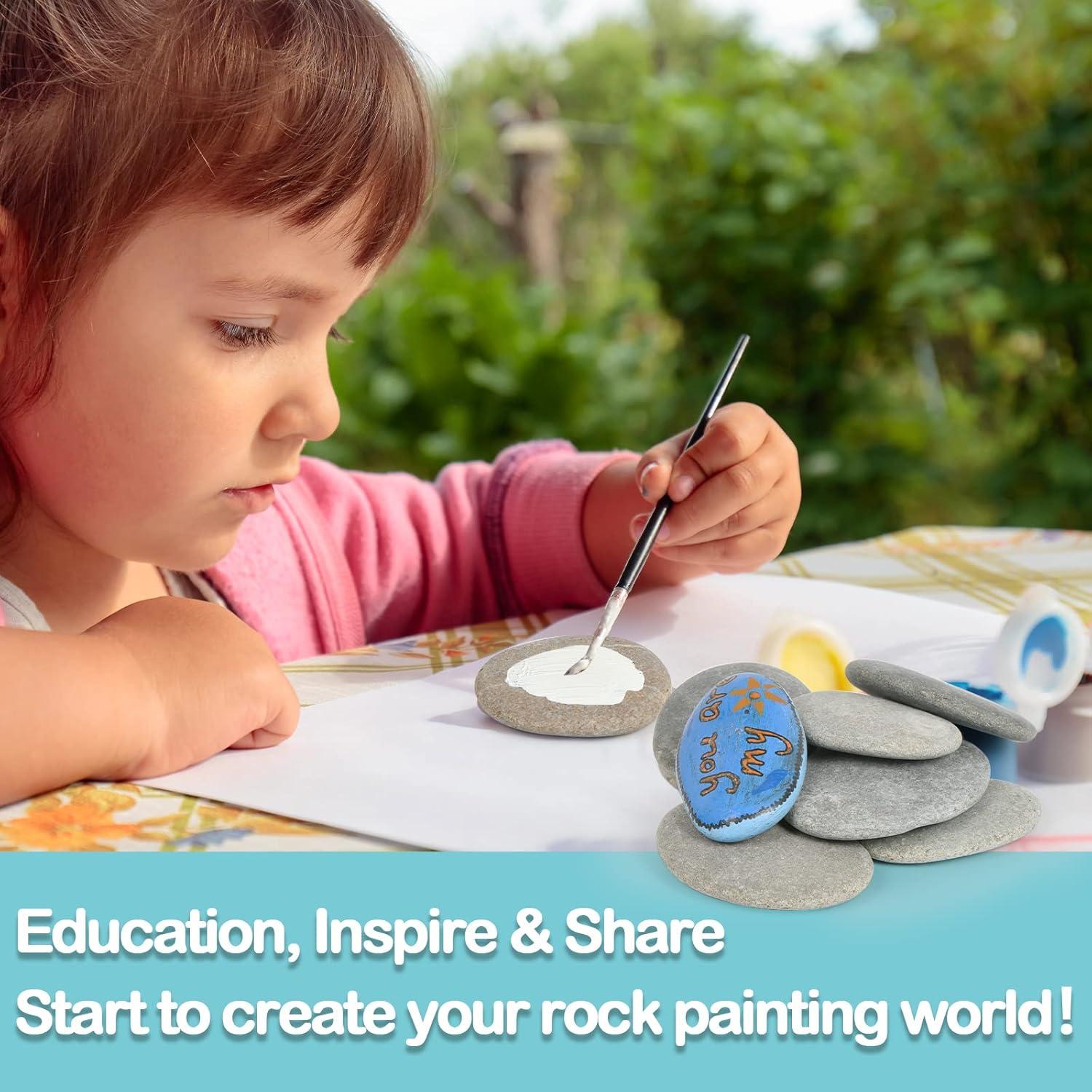 Simetufy 15 Rocas Planas para Pintar 5-8 cm - Manualidades DIY