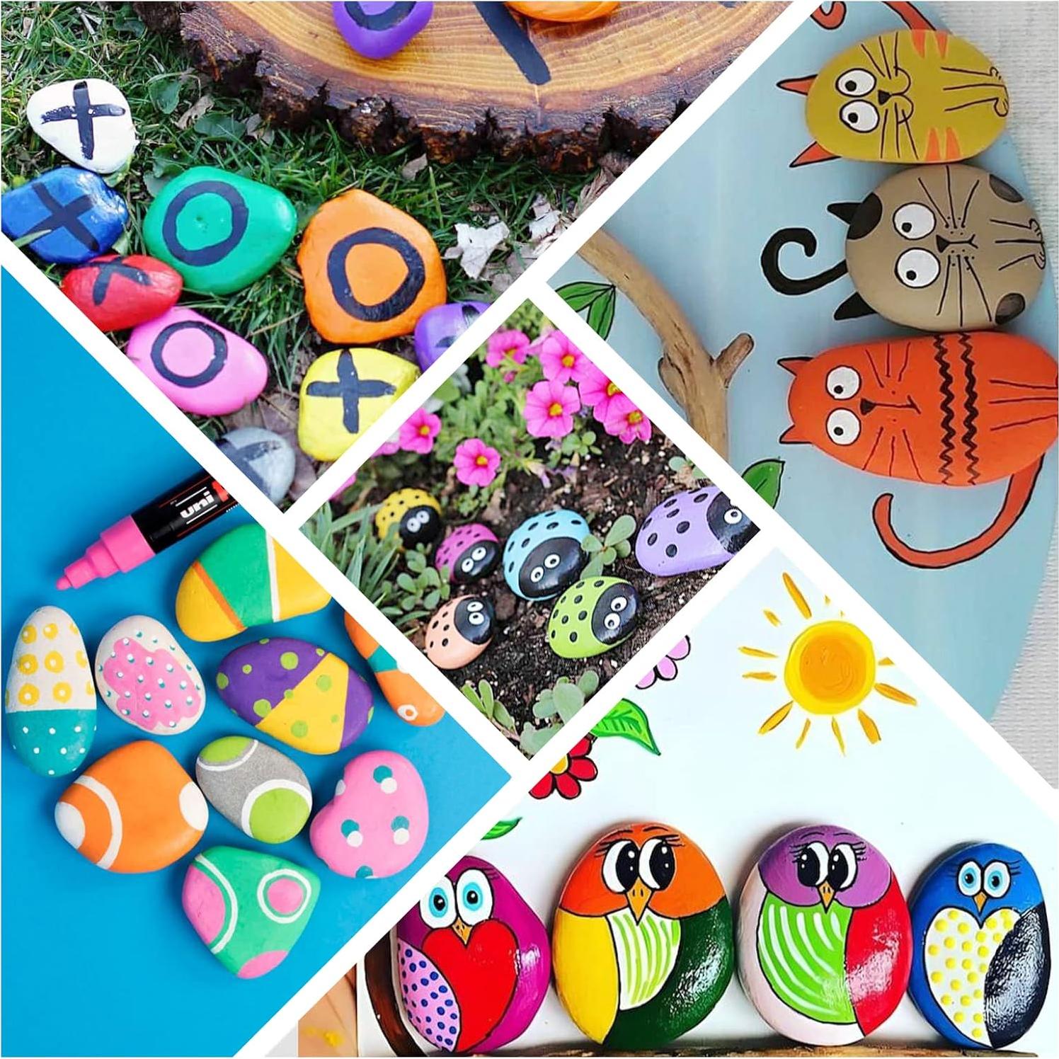 Simetufy 15 Rocas Planas para Pintar 5-8 cm - Manualidades DIY