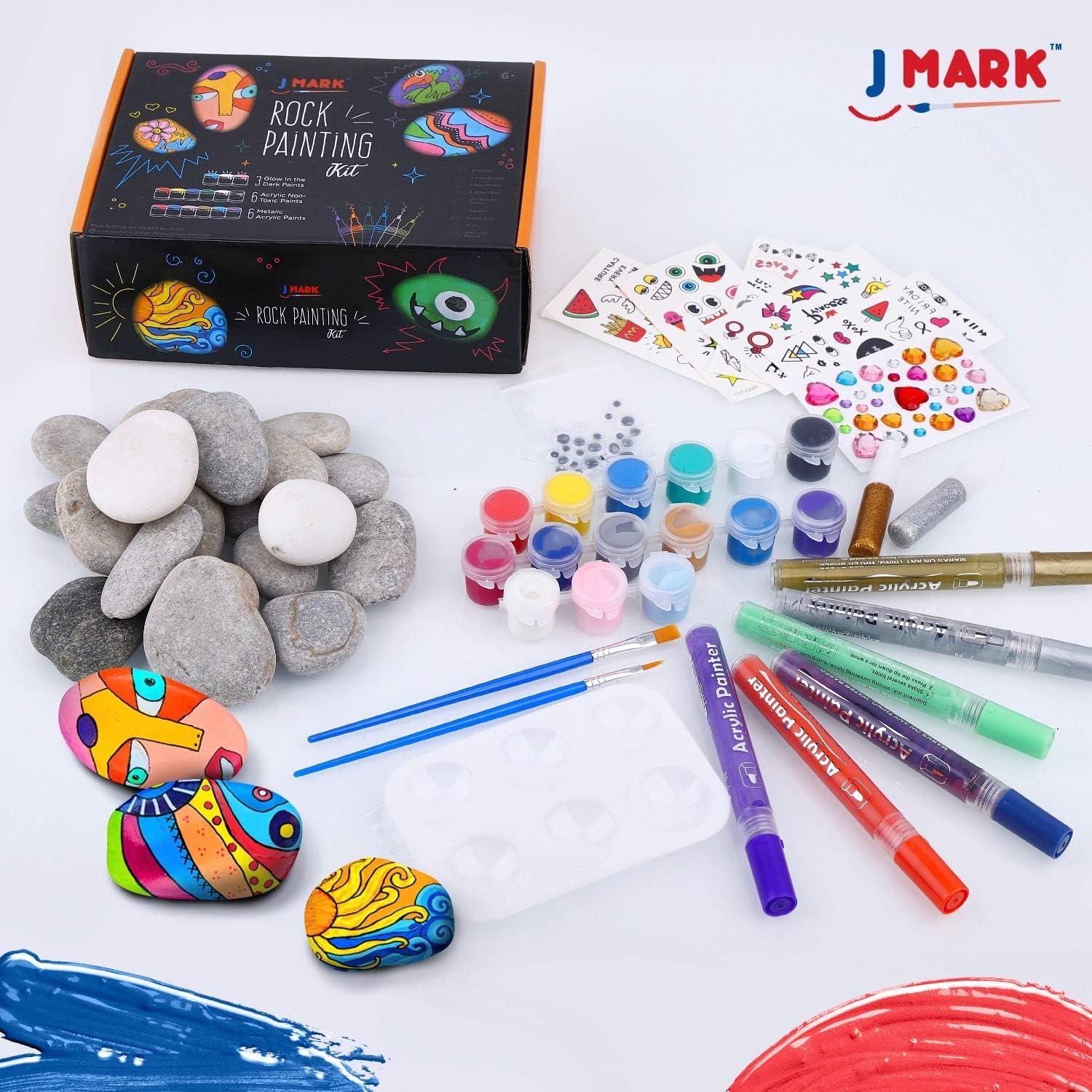 Kit de Pintura de Rocas J MARK 42 Piezas Brillan en la Oscuridad
