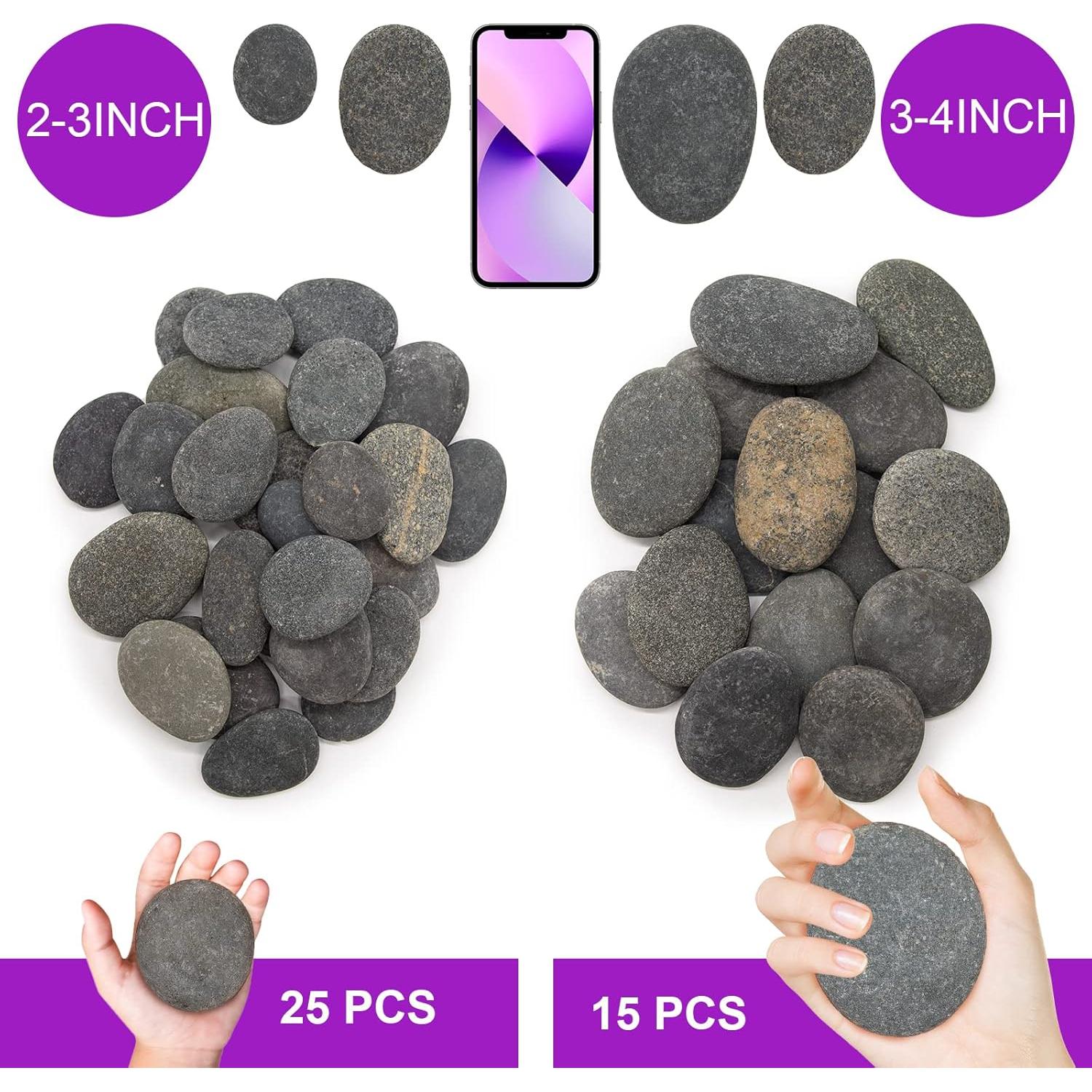 40 Rocas Naturales para Pintar Markdang - 25pcs 5-7.6cm y 15pcs 7.6-10.2cm
