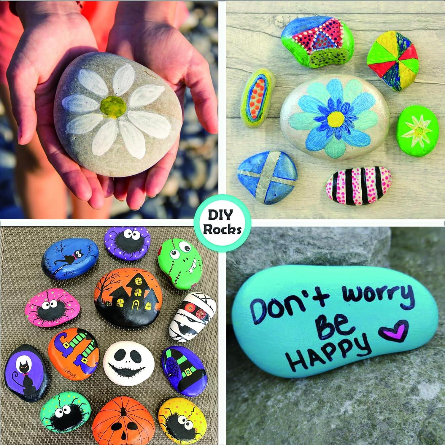 Kit de Pintura de Rocas KvyusFlourish 43 Pcs 2-3" para Manualidades