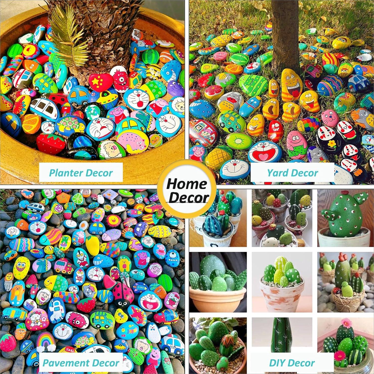 Kit de Pintura de Rocas KvyusFlourish 43 Pcs 2-3" para Manualidades