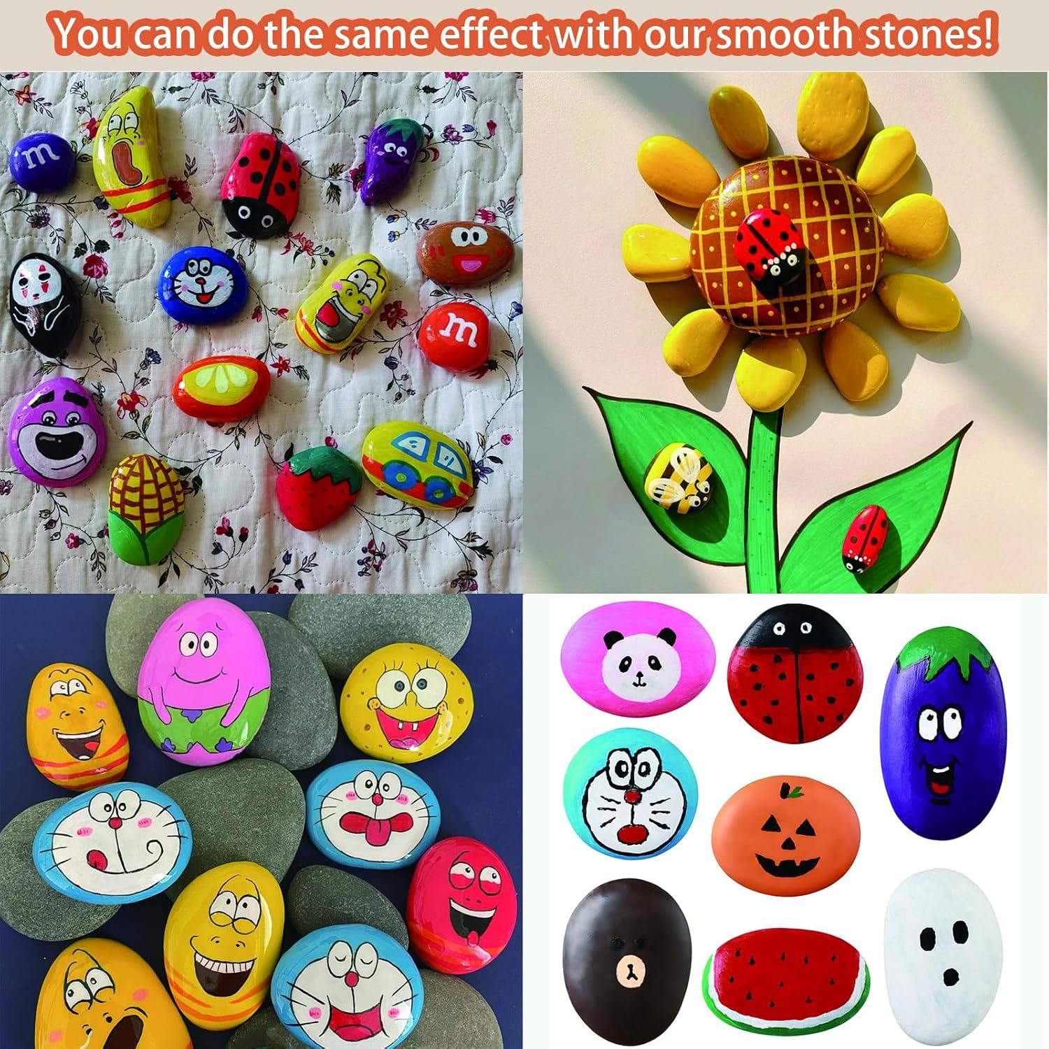 Kit de Pintura de Rocas KvyusFlourish 43 Pcs 2-3" para Manualidades